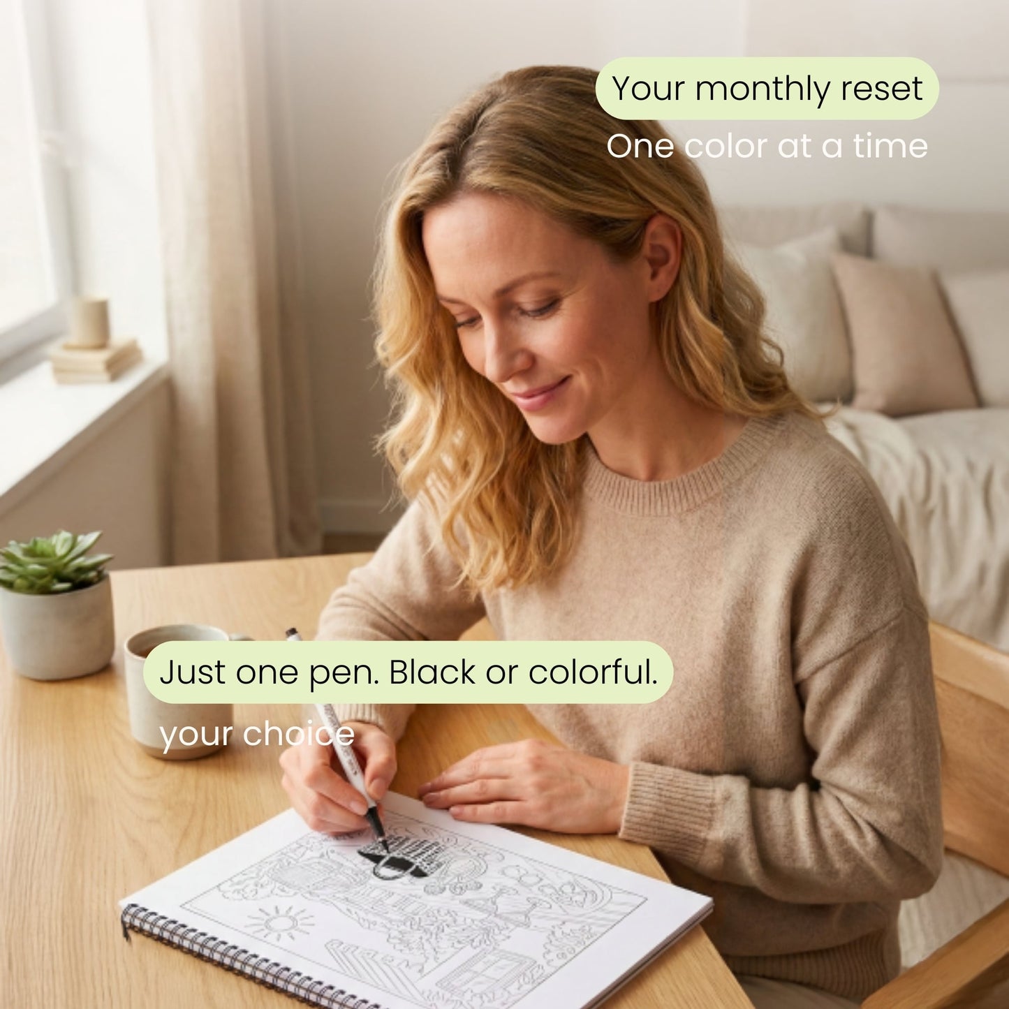 One Color Coloring - Calendar 2026