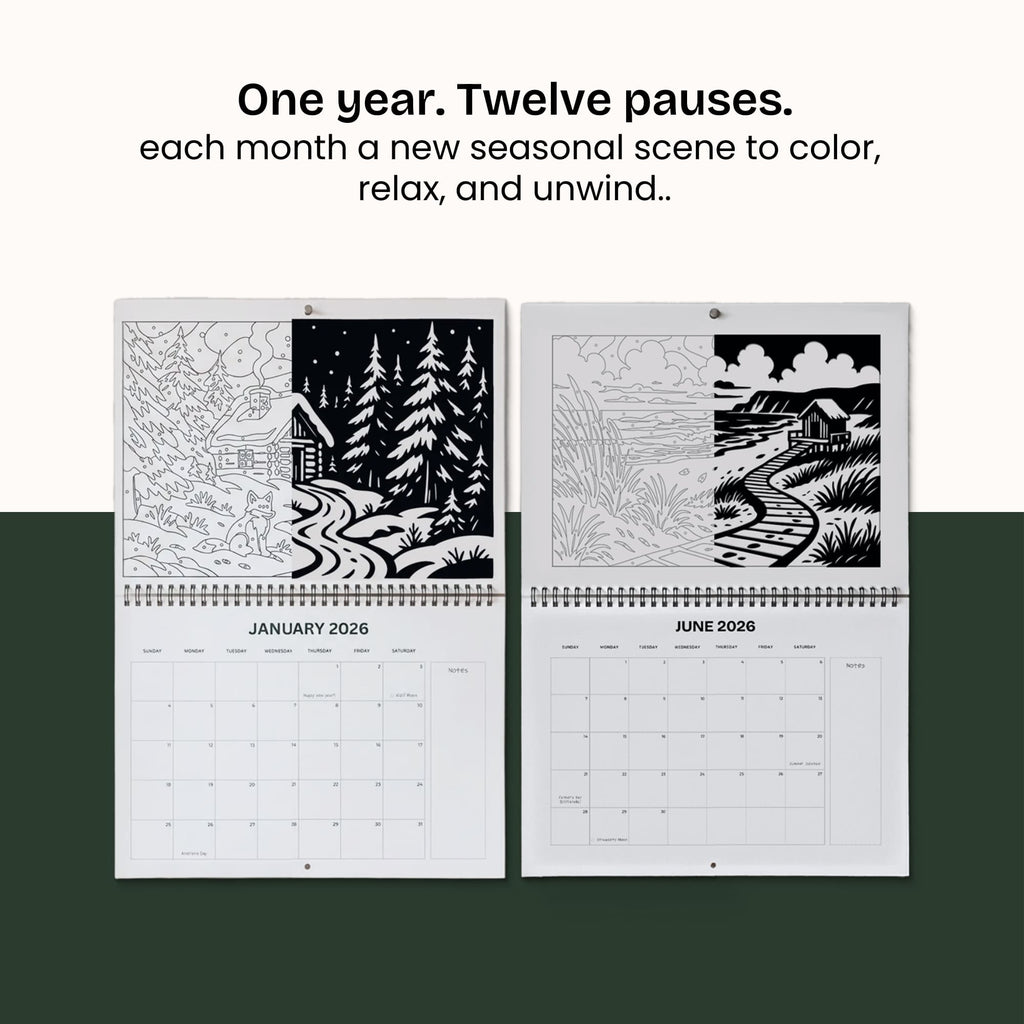 One Color Coloring - Calendar 2026
