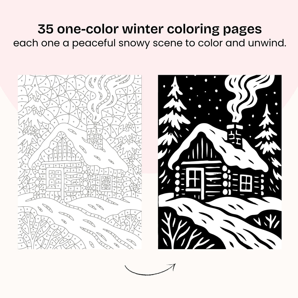 One Color Coloring Book - Winter Edition