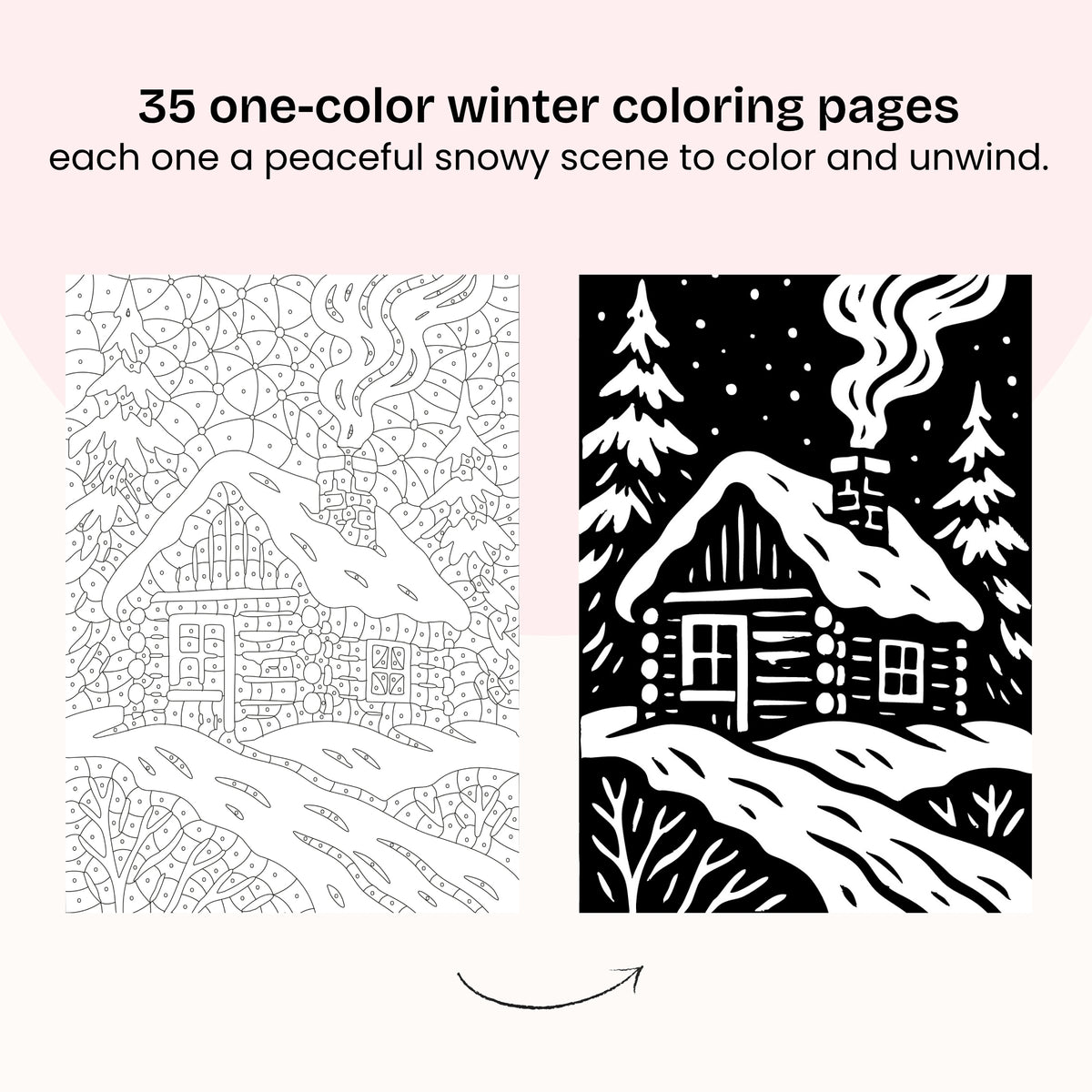 One Color Coloring Book - Winter Edition