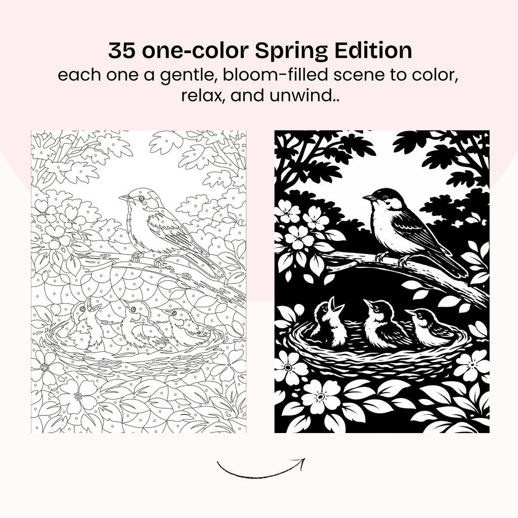 One Color Coloring Book - Spring Edition