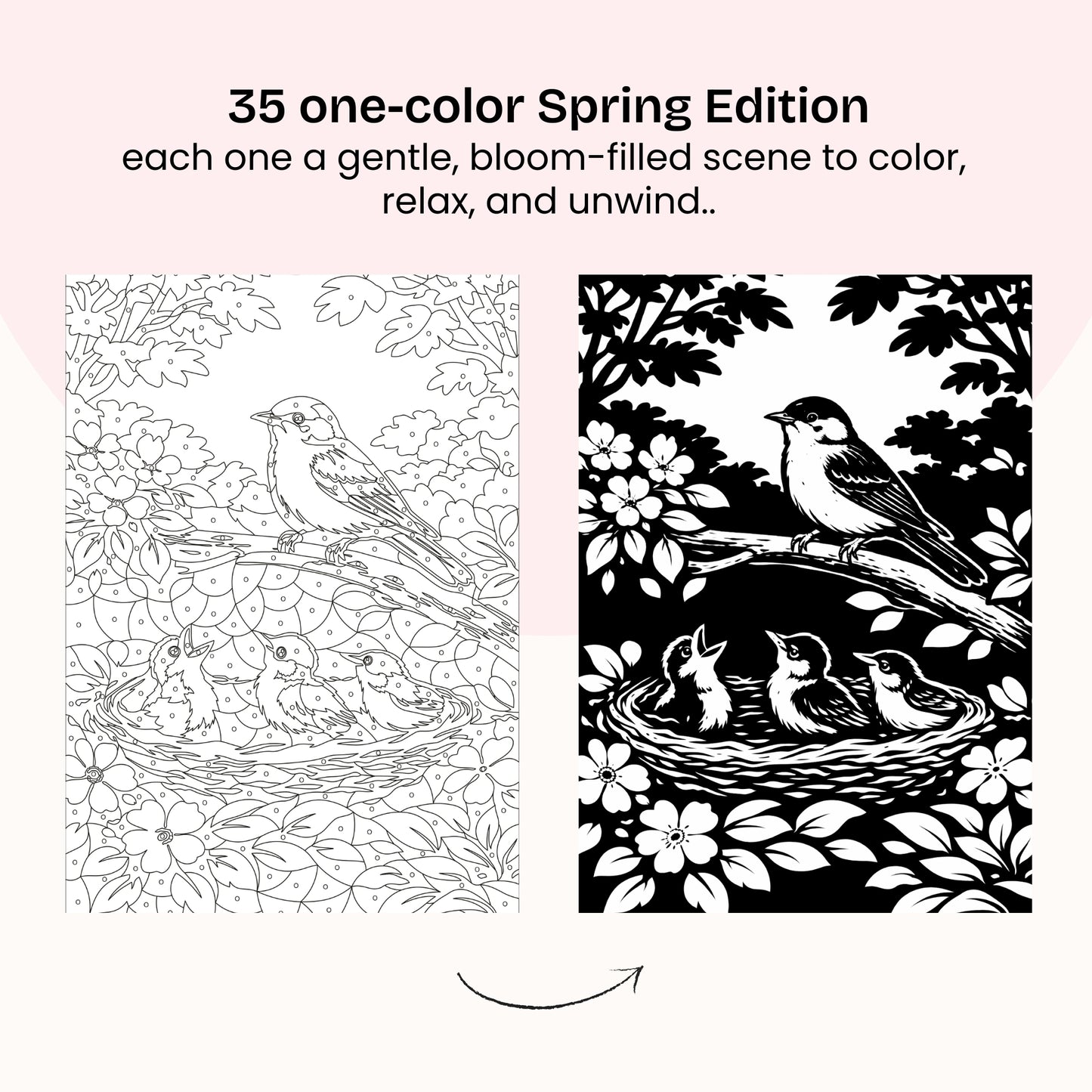 One Color Coloring Book - Spring Edition