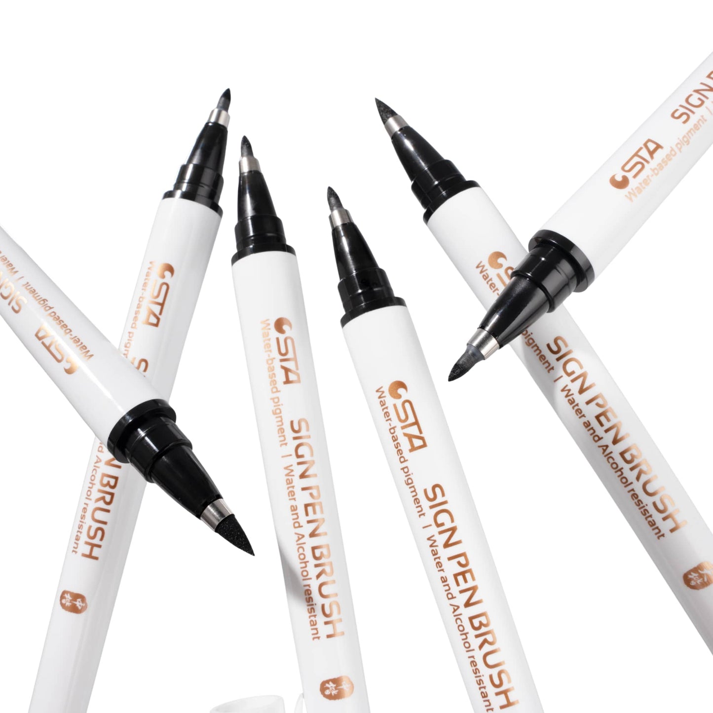 12-Piece Black Brush Markers