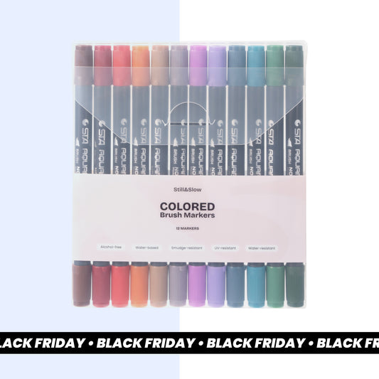 12-Piece Colored Brush Markers