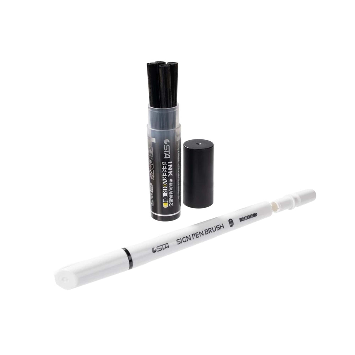 4-Piece Refillable Black Brush Markers