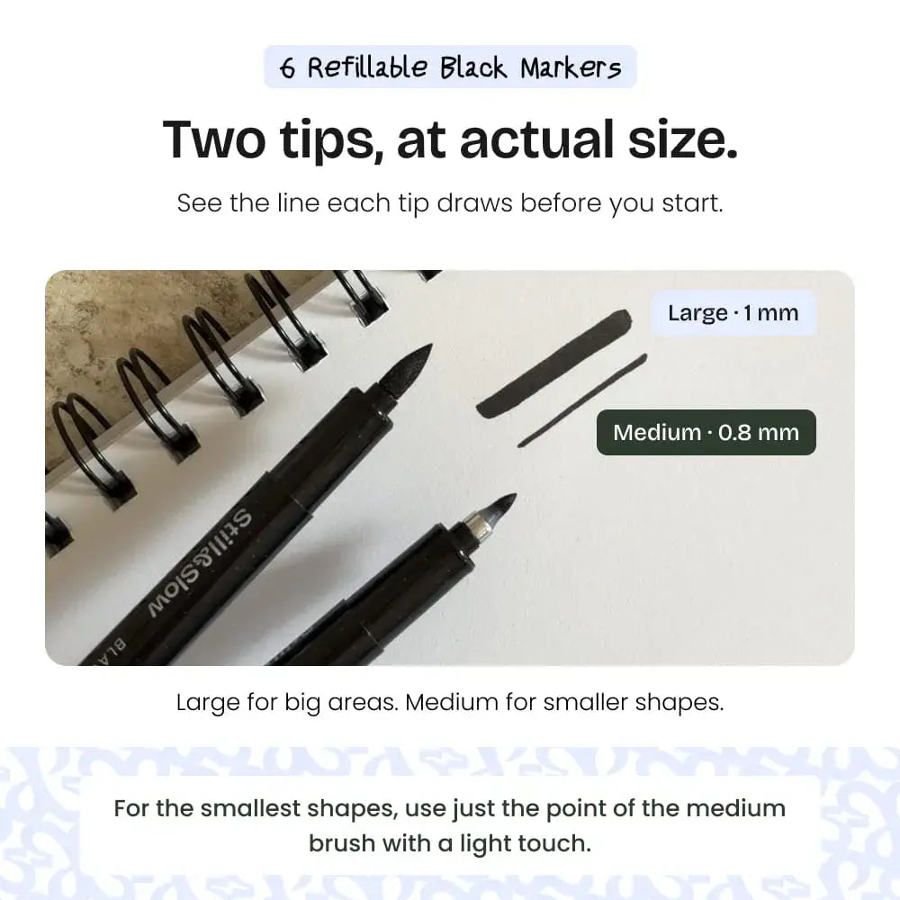 6-Piece Refillable Black Markers