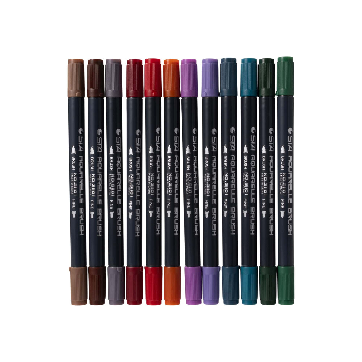 12-Piece Colored Brush Markers