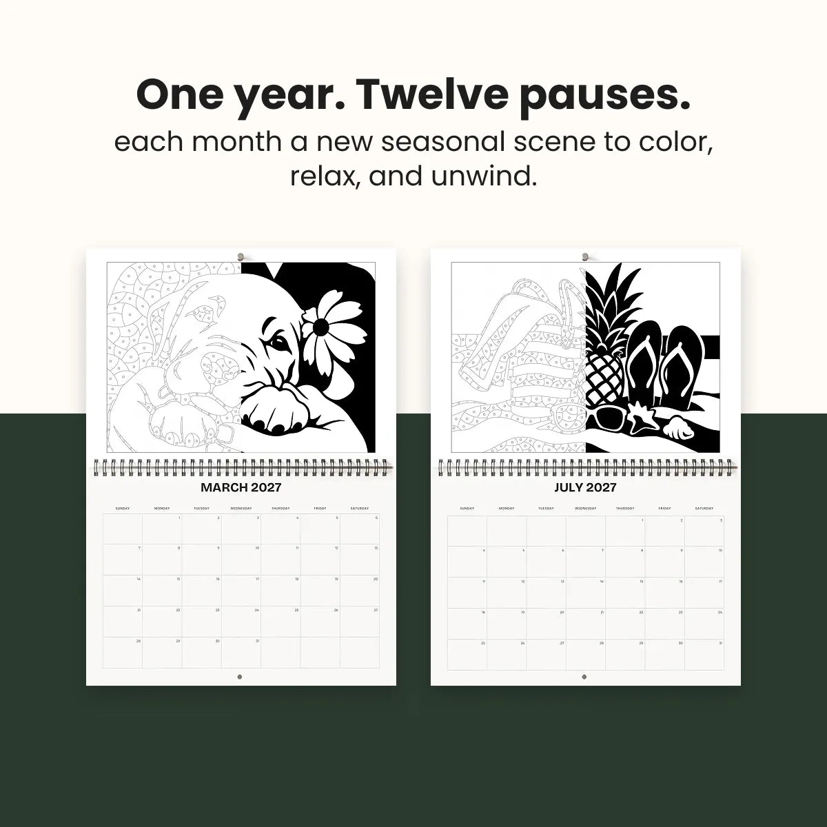 One Color Coloring - Calendar 2027