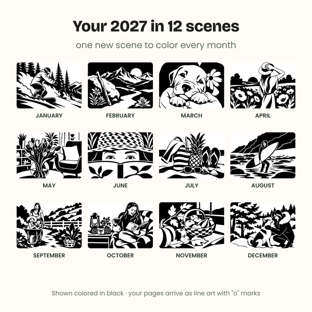 One Color Coloring - Calendar 2027