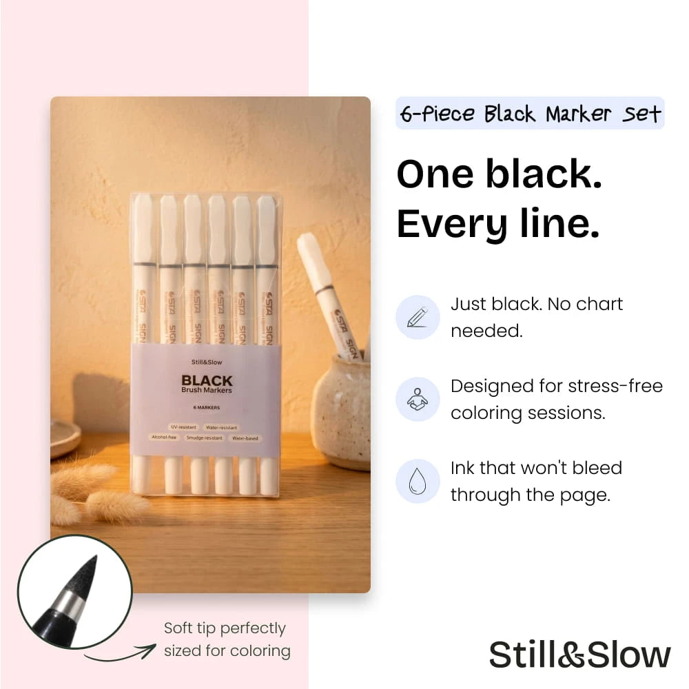 6-Piece Black Marker Set