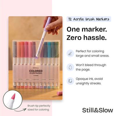 12 Acrylic Brush Markers
