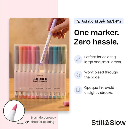 12 Acrylic Brush Markers