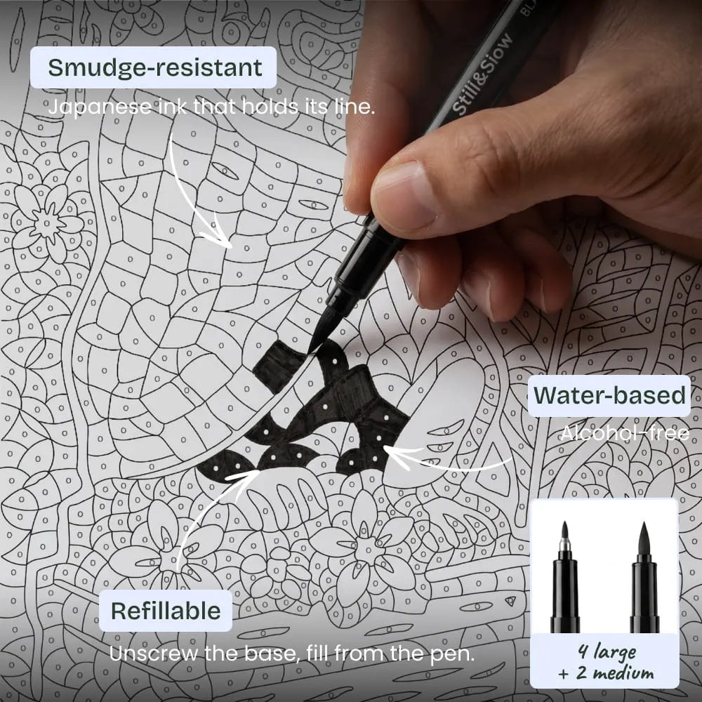 6-Piece Refillable Black Markers